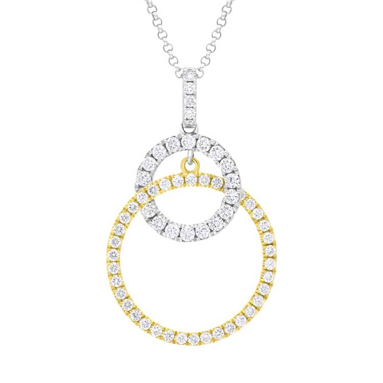 18ct White Yellow Gold 0.63ct Diamond Intertwined Circle Pendant