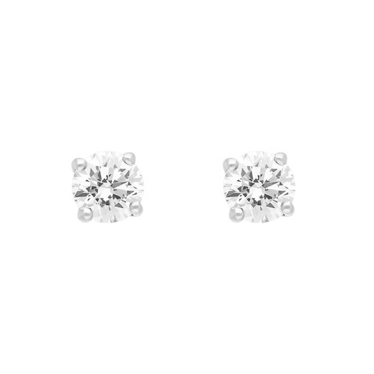 18ct White and Yellow Gold 1.03ct Diamond Solitaire Brilliant Cut Stud Earrings - Gold