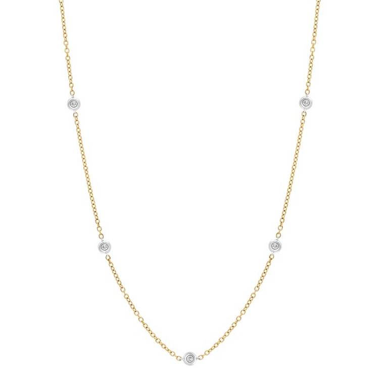18ct Yellow and White Gold 0.48ct Diamond Chain Link Necklace