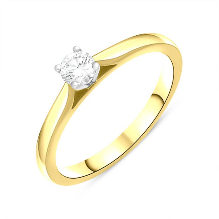18ct Yellow Gold 0.20ct Diamond Round Brilliant Cut Solitaire Ring - Yellow Gold