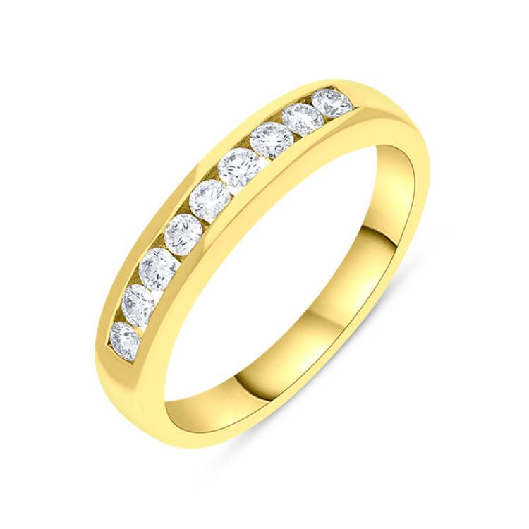 18ct Yellow Gold 0.30ct Diamond Channel Set Half Eternity Ring - Yellow Gold