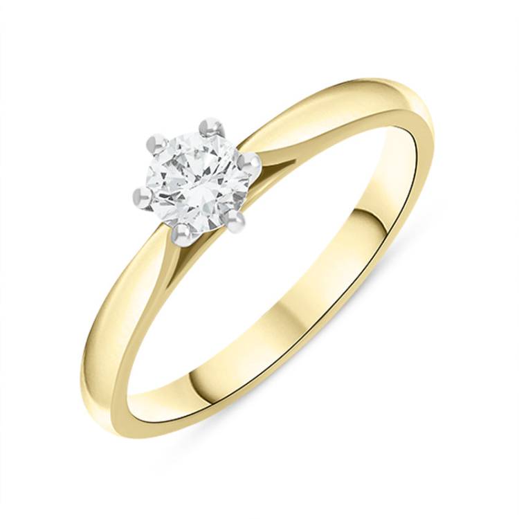 18ct Yellow Gold 0.33ct Diamond Round Brilliant Cut Solitaire Ring - Gold
