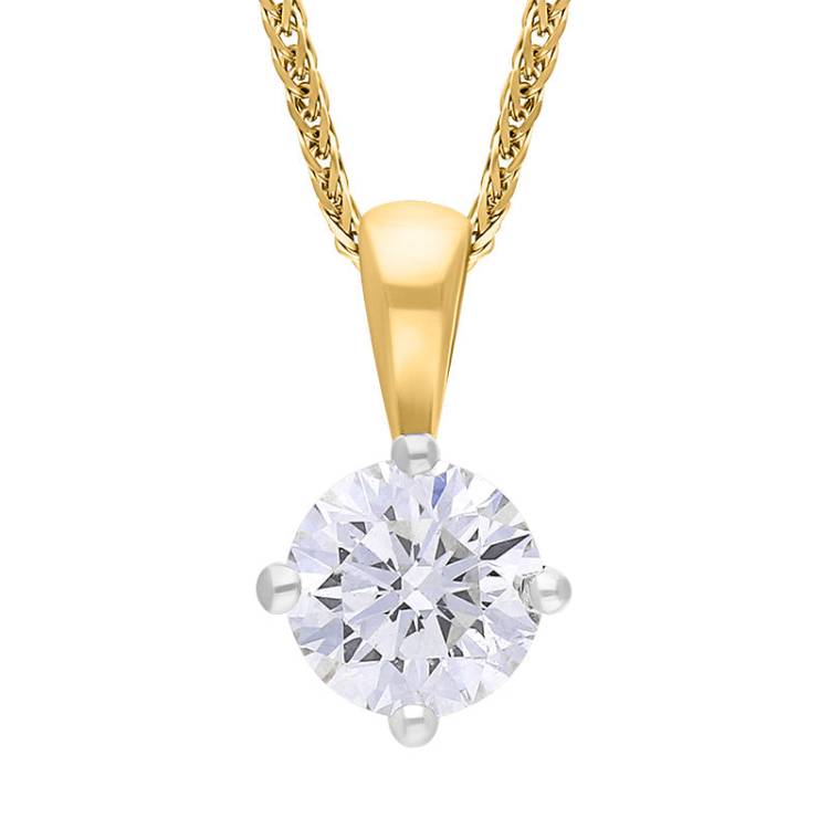 18ct Yellow Gold 0.33ct Diamond Solitaire Pendant Necklace
