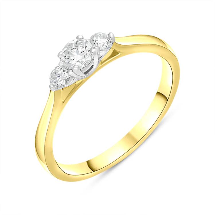 18ct Yellow Gold 0.35ct Diamond Three Stone Ring - Gold