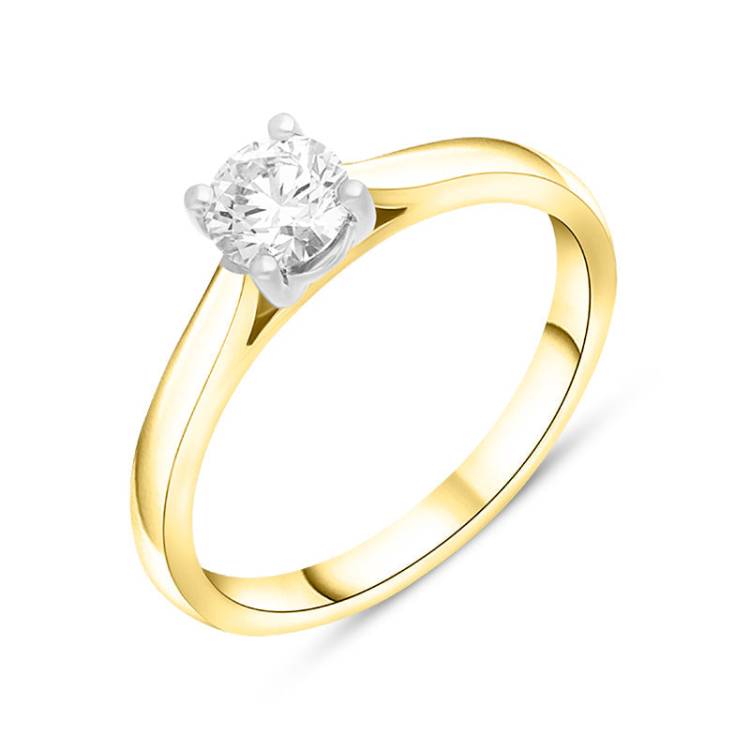 18ct Yellow Gold 0.40ct Diamond Round Brilliant Cut Solitaire Ring - Yellow Gold