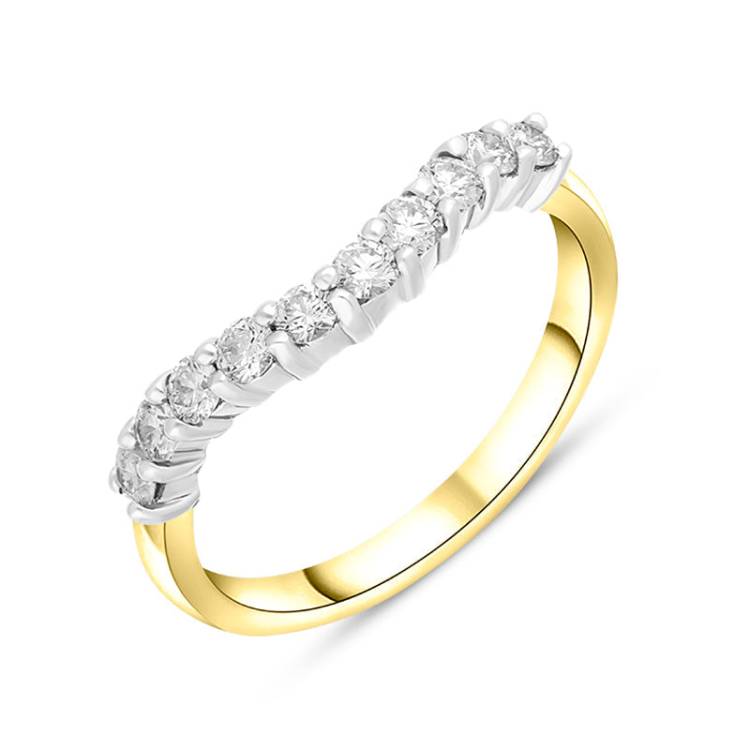 18ct Yellow Gold 0.43ct Diamond U Shape Half Eternity Ring - Yellow Gold