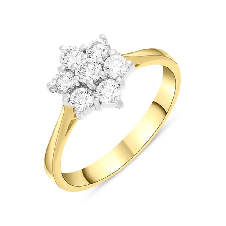 18ct Yellow Gold 0.44ct Diamond Flower Cluster Ring - Yellow Gold
