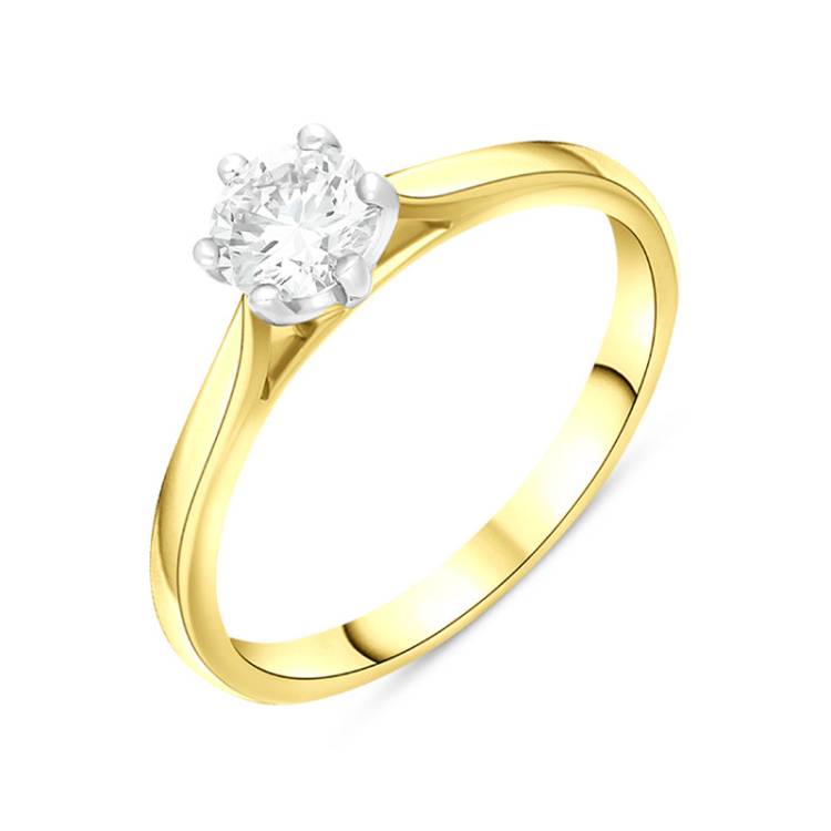 18ct Yellow Gold 0.50ct Diamond Round Brilliant Cut Solitaire Ring - Yellow Gold
