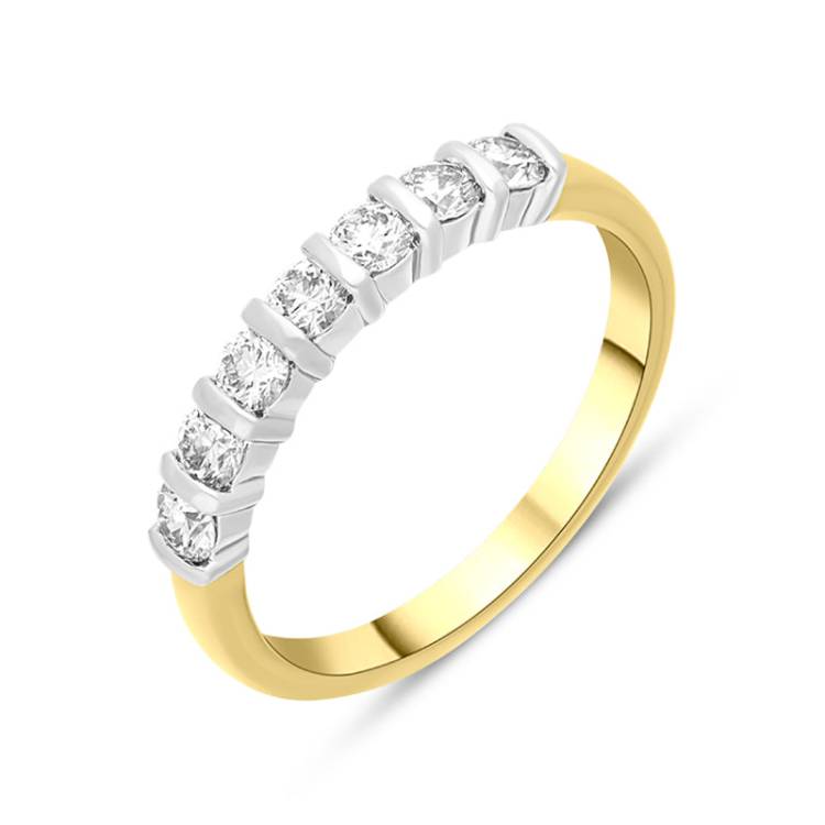 18ct Yellow Gold 0.50ct Diamond Seven Stone Half Eternity Ring - Yellow Gold