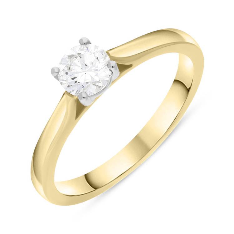18ct Yellow Gold 0.52ct Diamond Brilliant Cut Solitaire Ring - Yellow Gold
