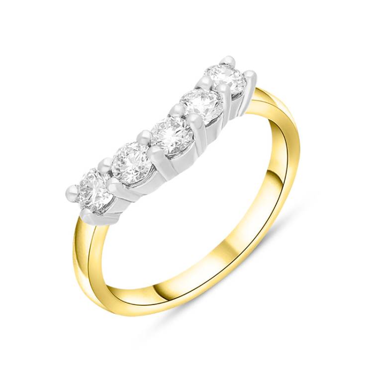 18ct Yellow Gold 0.55ct Diamond U Shape Half Eternity Ring - Yellow Gold