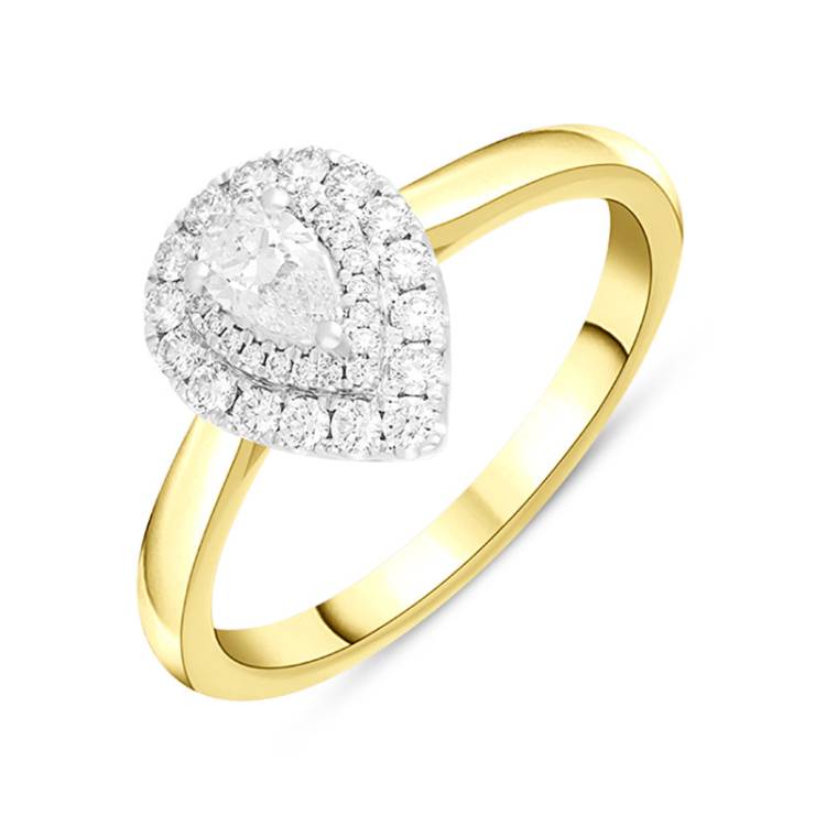 18ct Yellow Gold 0.69ct Diamond Pear Cut Cluster Ring - Yellow Gold