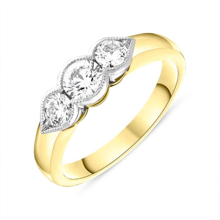 18ct Yellow Gold 0.80ct Diamond Three Stone Ring - Gold