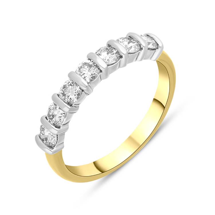18ct Yellow Gold 0.82ct Diamond Seven Stone Half Eternity Ring - Yellow Gold