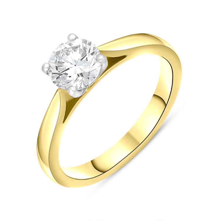 18ct Yellow Gold 0.90ct Diamond Round Brilliant Cut Solitaire Ring - Yellow Gold