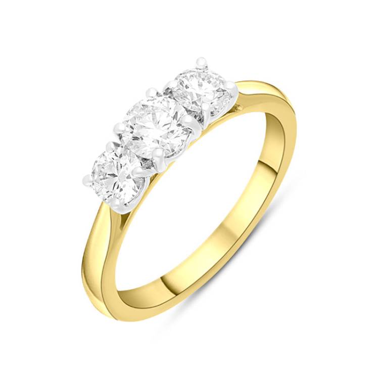 18ct Yellow Gold 1.02ct Diamond Three Stone Ring - N