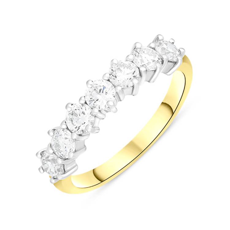 18ct White Gold 1.12ct Diamond Seven Stone Half Eternity Ring - Gold