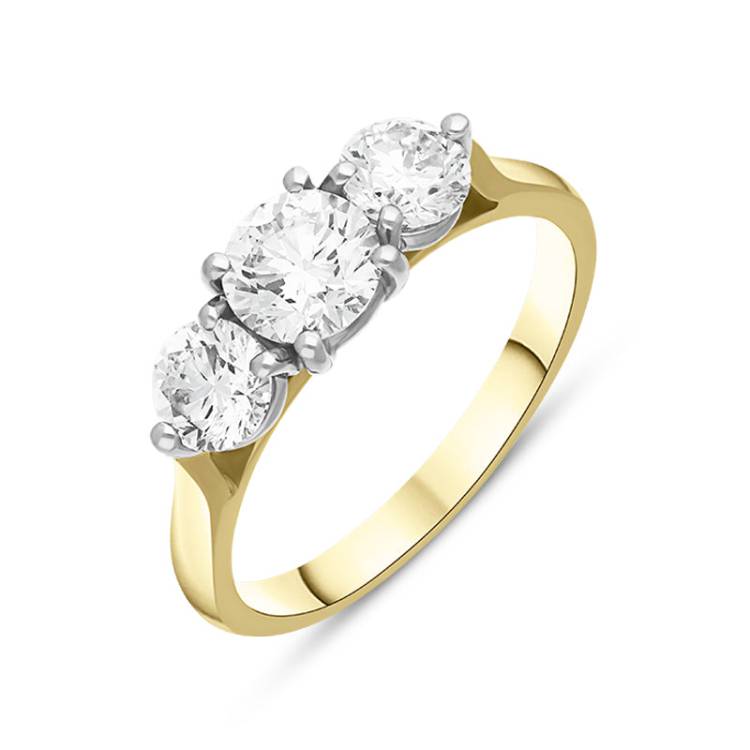 18ct Yellow Gold 1.50ct Diamond Three Stone Ring - Gold