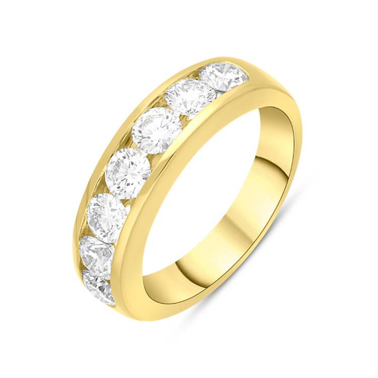 18ct Yellow Gold 1.61ct Diamond Channel Set Half Eternity Ring - Yellow Gold