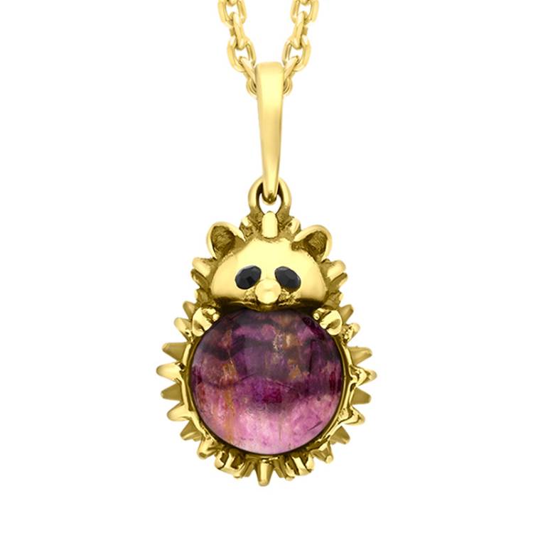 18ct Yellow Gold Blue John Large Hedgehog Necklace