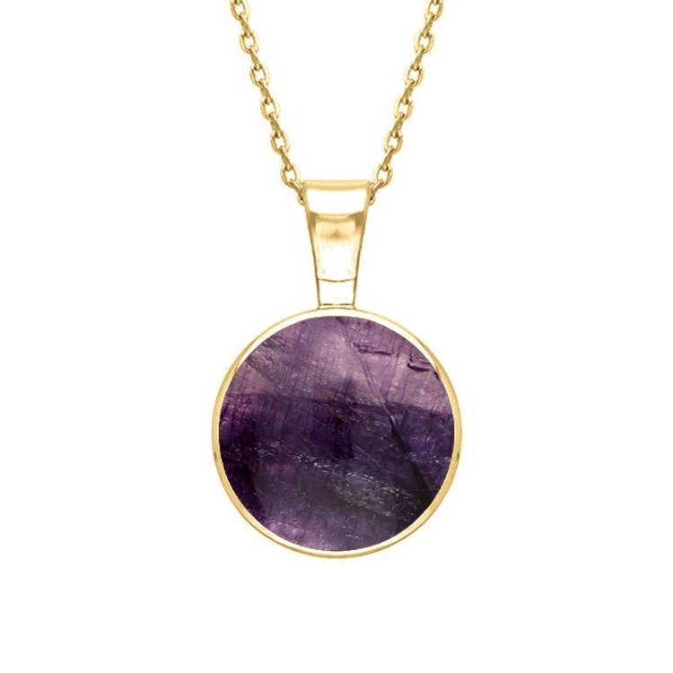 18ct Yellow Gold Blue John Heritage Round Necklace - Yellow Gold