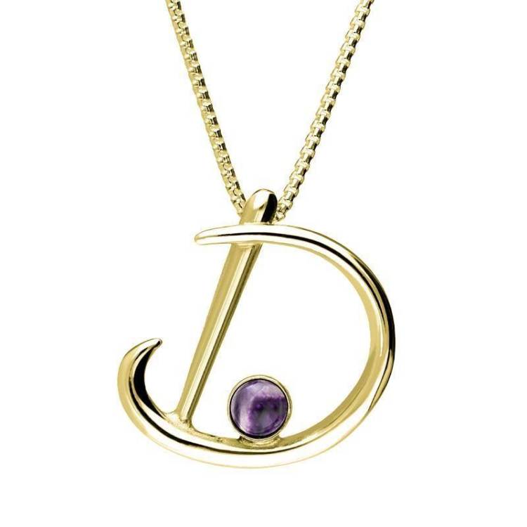 18ct Yellow Gold Blue John Love Letters Initial D Necklace - Yellow Gold