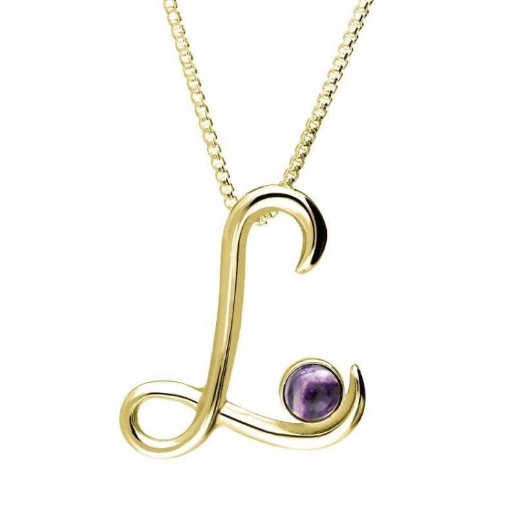 18ct Yellow Gold Blue John Love Letters Initial L Necklace - Yellow Gold