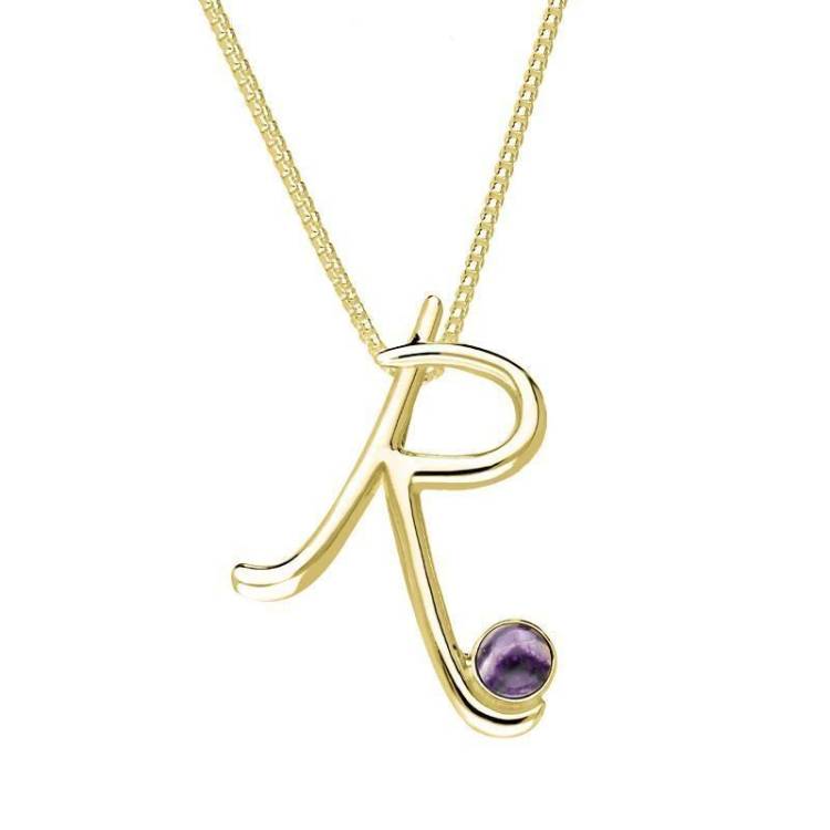 18ct Yellow Gold Blue John Love Letters Initial R Necklace - Yellow Gold