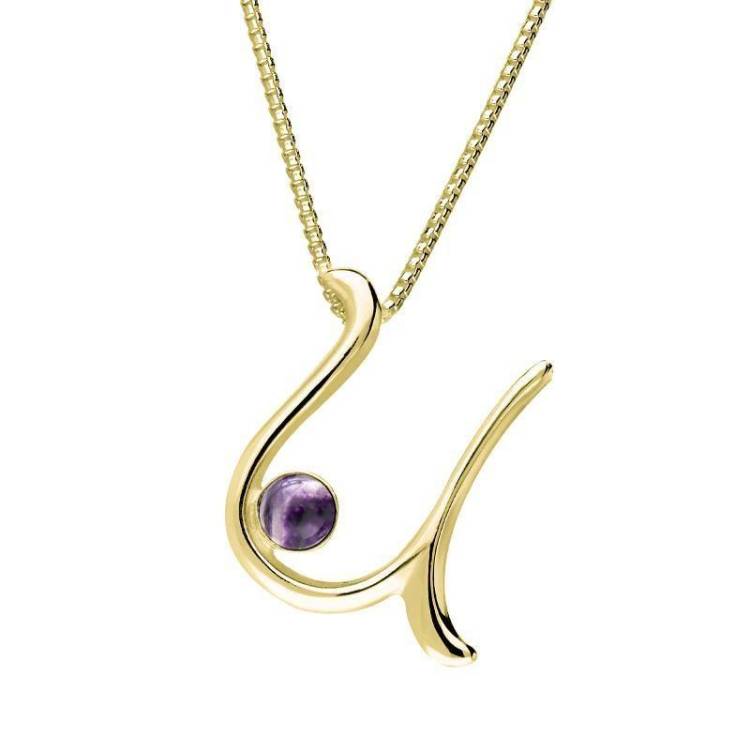 18ct Yellow Gold Blue John Love Letters Initial U Necklace - Yellow Gold