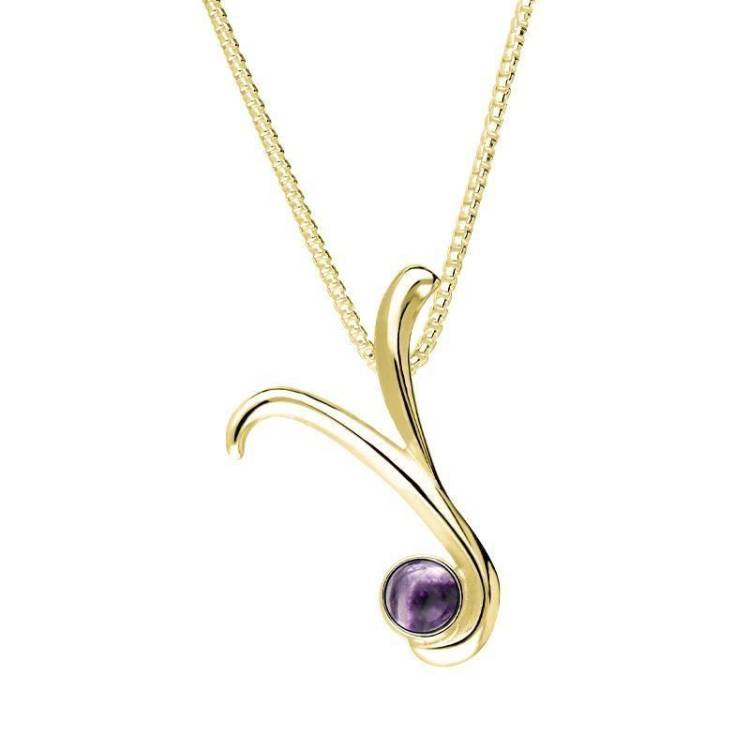 18ct Yellow Gold Blue John Love Letters Initial Y Necklace - Yellow Gold