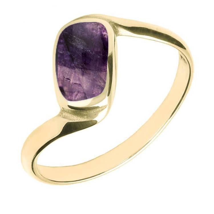 18ct Yellow Gold Blue John Oblong Twist Ring - Yellow Gold