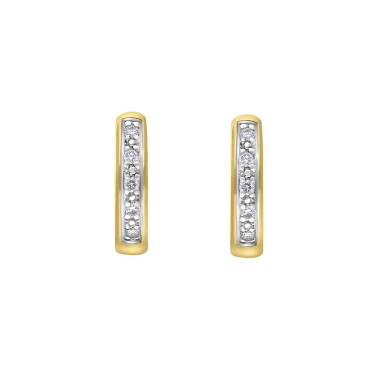18ct Yellow Gold Diamond 10mm Domed Hoop Earrings