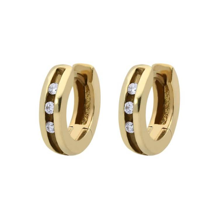 18ct Yellow Gold Diamond Brilliant Cut Hoop Earrings D - Yellow Gold