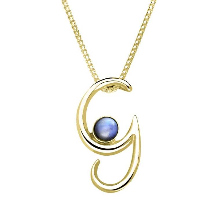 18ct Yellow Gold Moonstone Love Letters Initial G Necklace - Yellow Gold