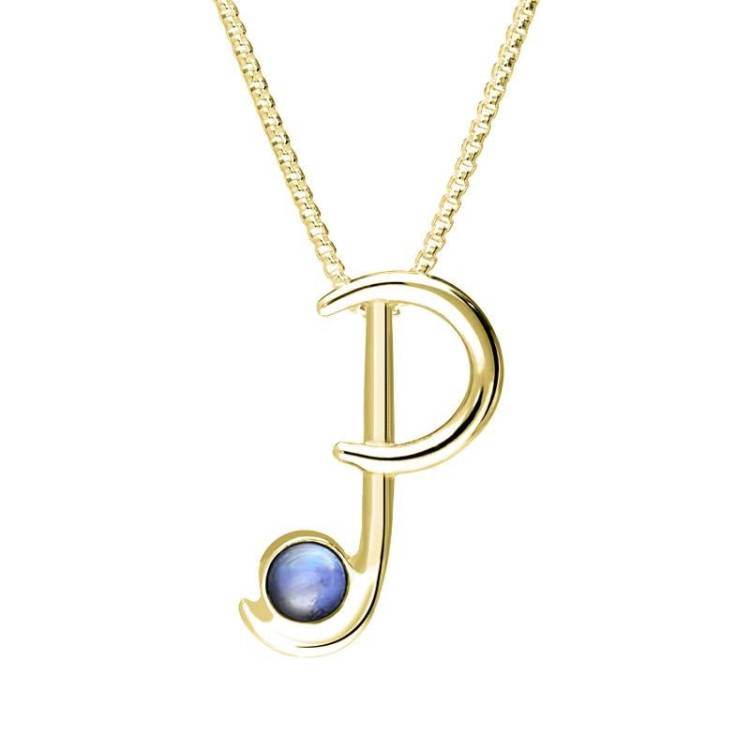 18ct Yellow Gold Moonstone Love Letters Initial P Necklace - Yellow Gold