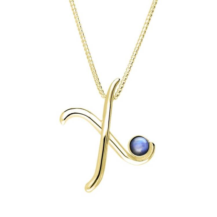18ct Yellow Gold Moonstone Love Letters Initial X Necklace - Yellow Gold