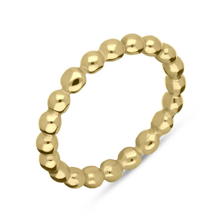 18ct Yellow Gold Stepping Stones Beaded Stacking Ring
