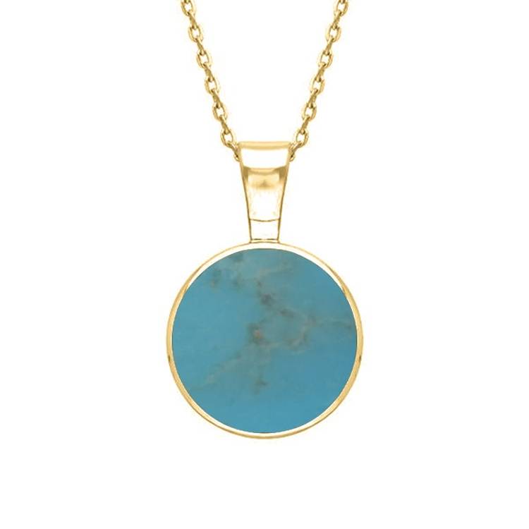 18ct Yellow Gold Turquoise Heritage Round Necklace - Yellow Gold