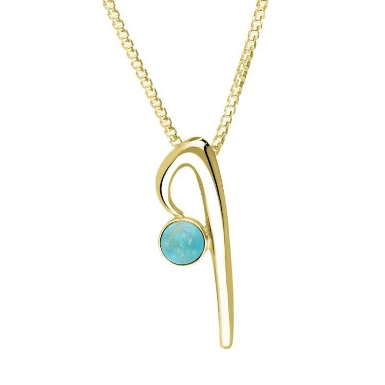 18ct Yellow Gold Turquoise Love Letters Initial I Necklace - Yellow Gold