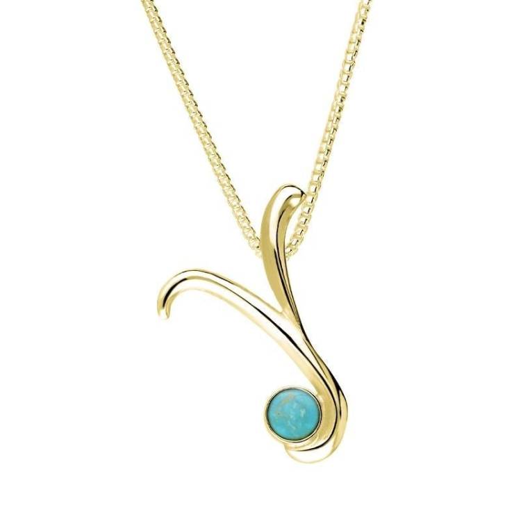 18ct Yellow Gold Turquoise Love Letters Initial Y Necklace - Yellow Gold