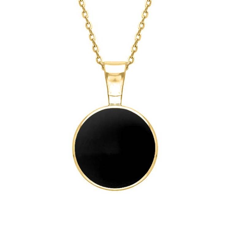 18ct Yellow Gold Whitby Jet Heritage Round Necklace - Yellow Gold