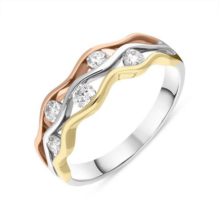 18ct Gold Diamond Tension Set Wave Ring - TITLE White Gold