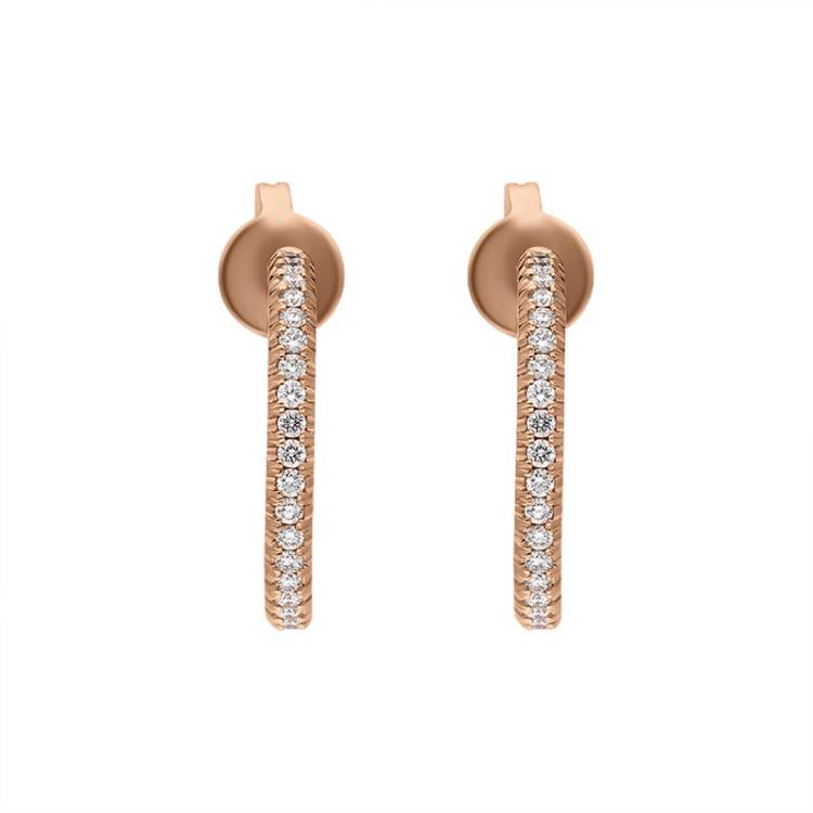18ct Rose Gold Diamond Hoop Earrings - Rose Gold