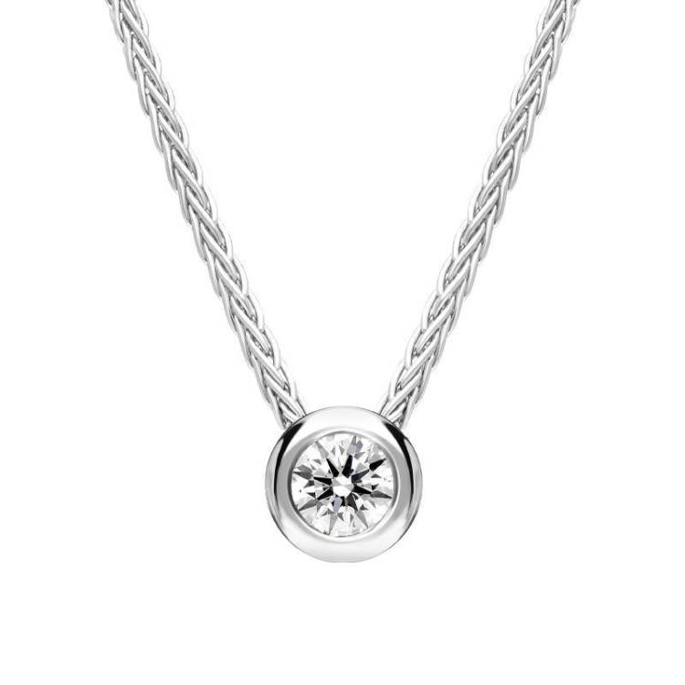 18ct White Gold 0.15ct Diamond Round Tube Set Pendant