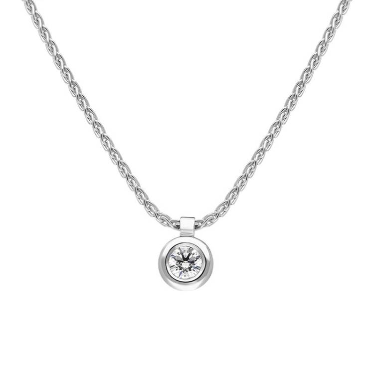 18ct White Gold 0.15ct Diamond Solitaire Pendant Necklace - White Gold