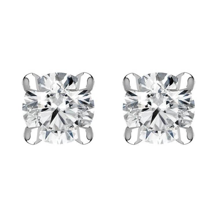18ct White Gold 0.24ct Diamond Claw Set Solitaire Stud Earrings
