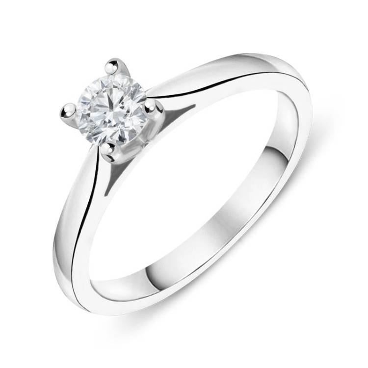 18ct White Gold 0.25ct Diamond Brilliant Cut Solitaire Ring - White Gold
