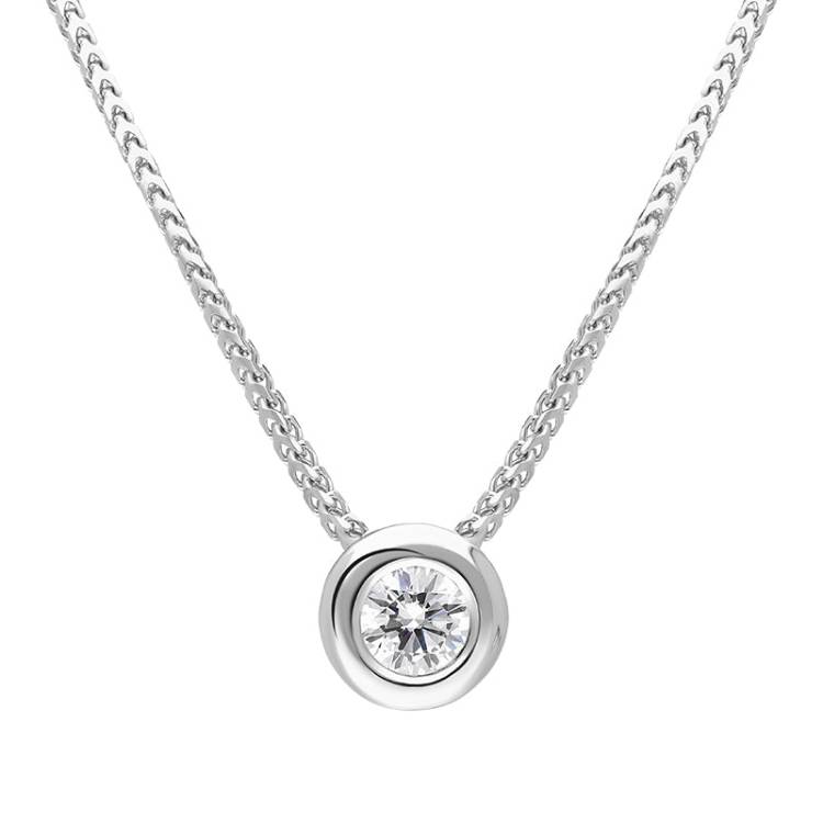 18ct White Gold 0.25ct Diamond Certified Solitaire Pendant Necklace - White Gold