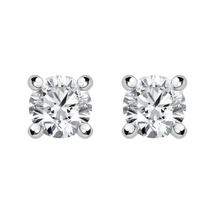 18ct White Gold 0.26ct Diamond Claw Set Solitaire Stud Earrings - White Gold