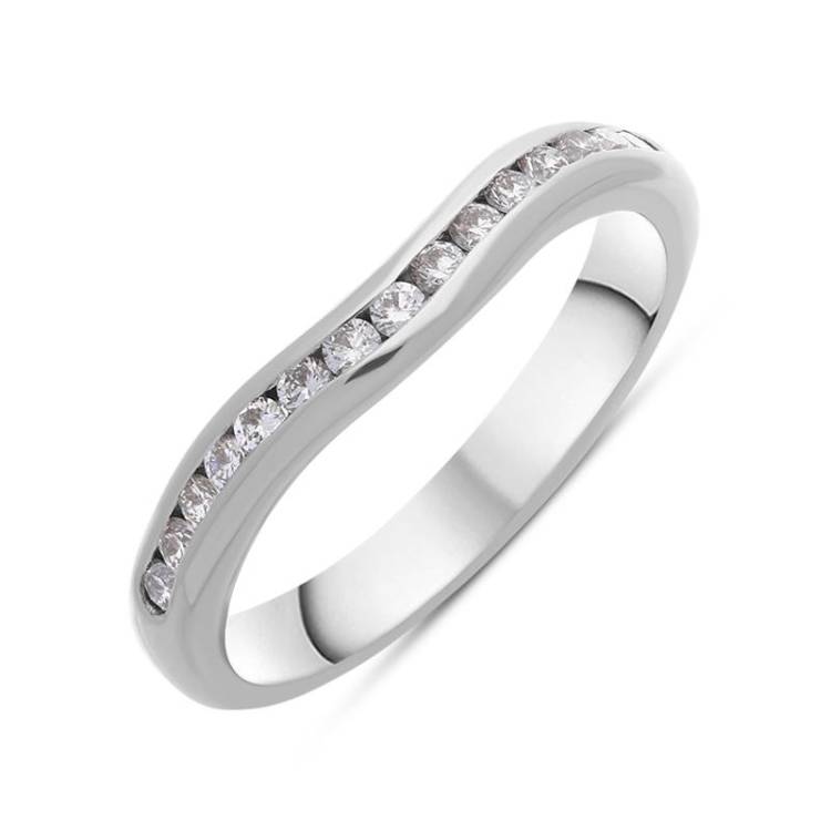 18ct White Gold 0.27ct Diamond Channel Set Wedding Half Eternity Ring D - M